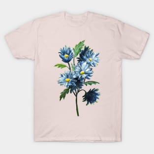 Blue Daises Flower Watercolor Painting T-Shirt